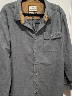 Red Flame Men’s XL Blue Band Collar Button Front Shirt 100% Cotton Casual